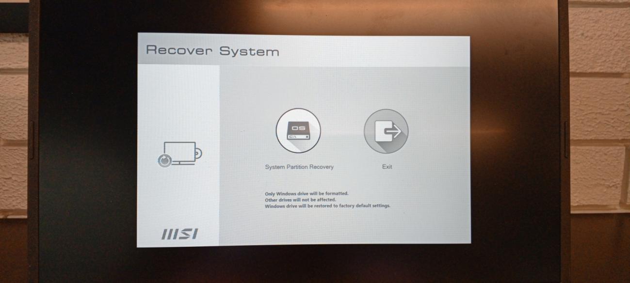 One Key Recovery MSI Prestige 13 3